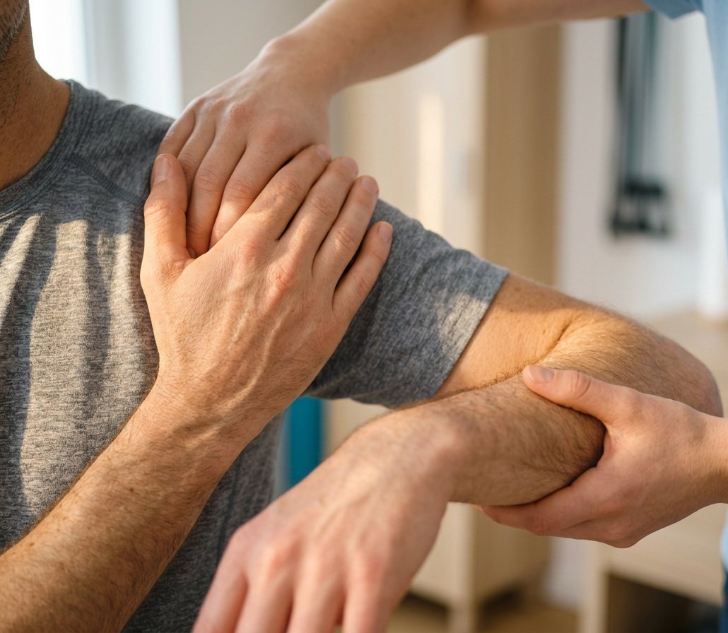 Physiotherapeutische Behandlung: unterstützte Schulterbeweglichkeit